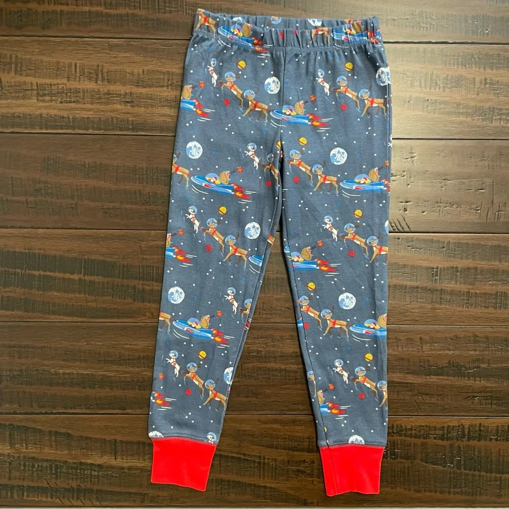 Mini Boden Blue Space Santa Long John Pajama Set NWT